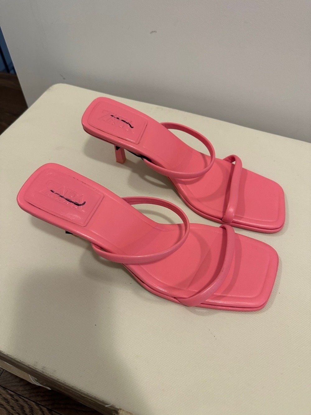 Zara Strappy Square-Toe Kitten Heel Sandals - Picture 3 of 9